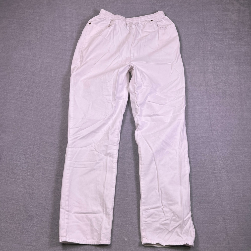 Blair Elastic Waist Relaxed High Rise Cotton‎ Pants Womens Small White Cotton